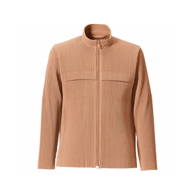 HOMME PLISSÉ ISSEY MIYAKE SS22 Light Beige Pleated Zip Jacket HP21JC174-31