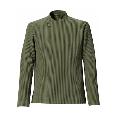 HOMME PLISSÉ ISSEY MIYAKE SS22 Moss Green Pleated Stand Collar Jacket Mens HP21JD166-64