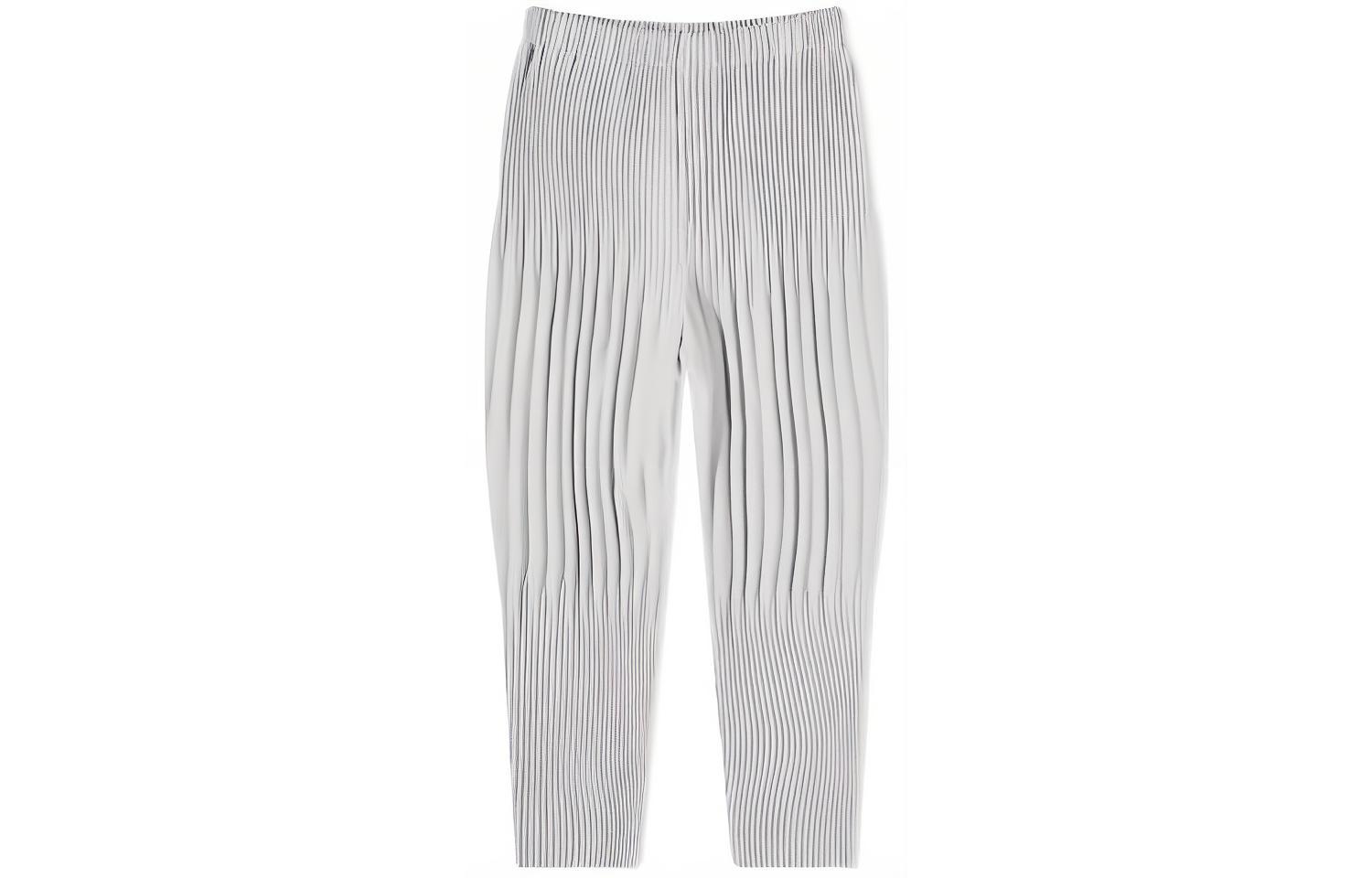 Homme Plissé Issey Miyake SS22 Pleated Elastic Pants Light Grey  Casual. HP19JF151-11