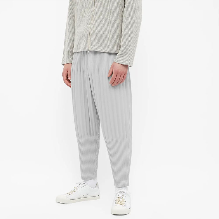 Purchase Homme Plissé Issey Miyake SS22 褶皺彈性長褲 淺灰色 休閒風格 HP19JF151-11