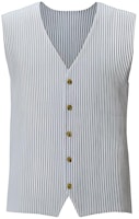 Homme Plissé Issey Miyake SS22 Pleated V-Neck Button-Up Vest - Casualwear HP55JE111-11 Homme Plissé Issey Miyake SS22 Pleated V-Neck Button-Up Vest - Casualwear HP55JE111-11