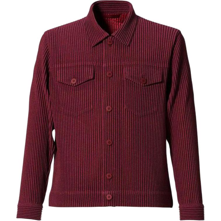 HOMME PLISSÉ ISSEY MIYAKE SS22 Red Long Sleeve Single-Breasted Jacket for Men HP21JC140-24
