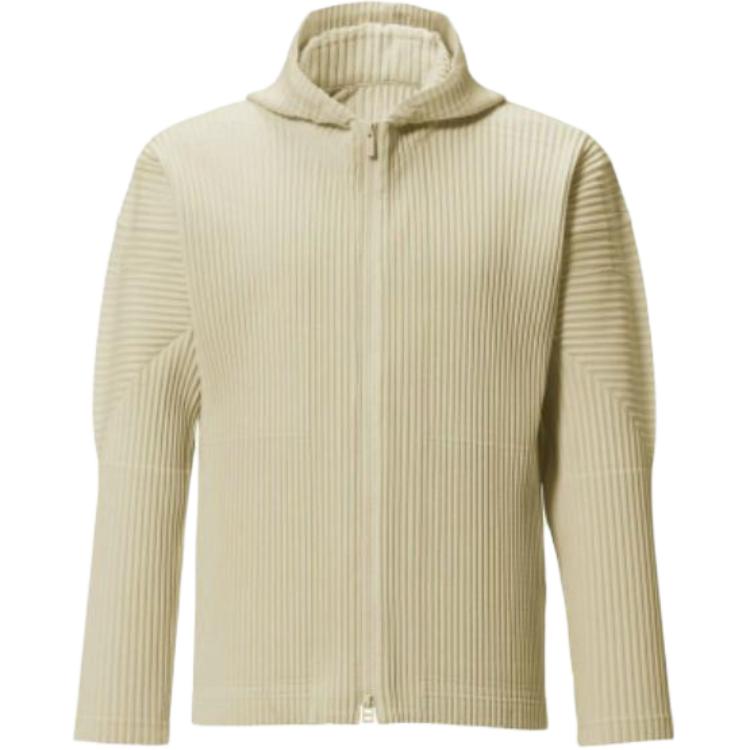 HOMME PLISSÉ ISSEY MIYAKE SS22 Zip-Up Sweatshirt Beige Menswear Minimal Style HP21JL116-40