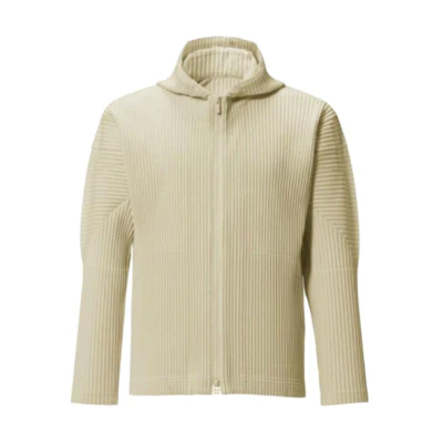 HOMME PLISSÉ ISSEY MIYAKE SS22 Zip-Up Sweatshirt Beige Menswear Minimal Style HP21JL116-40