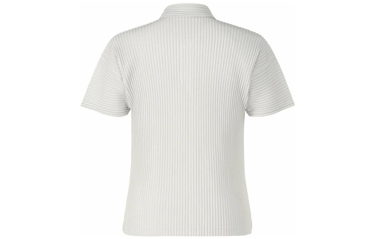 Lookbook Homme Plissé Issey Miyake SS23 灰色百褶短袖POLO衫 HP55JM330-11