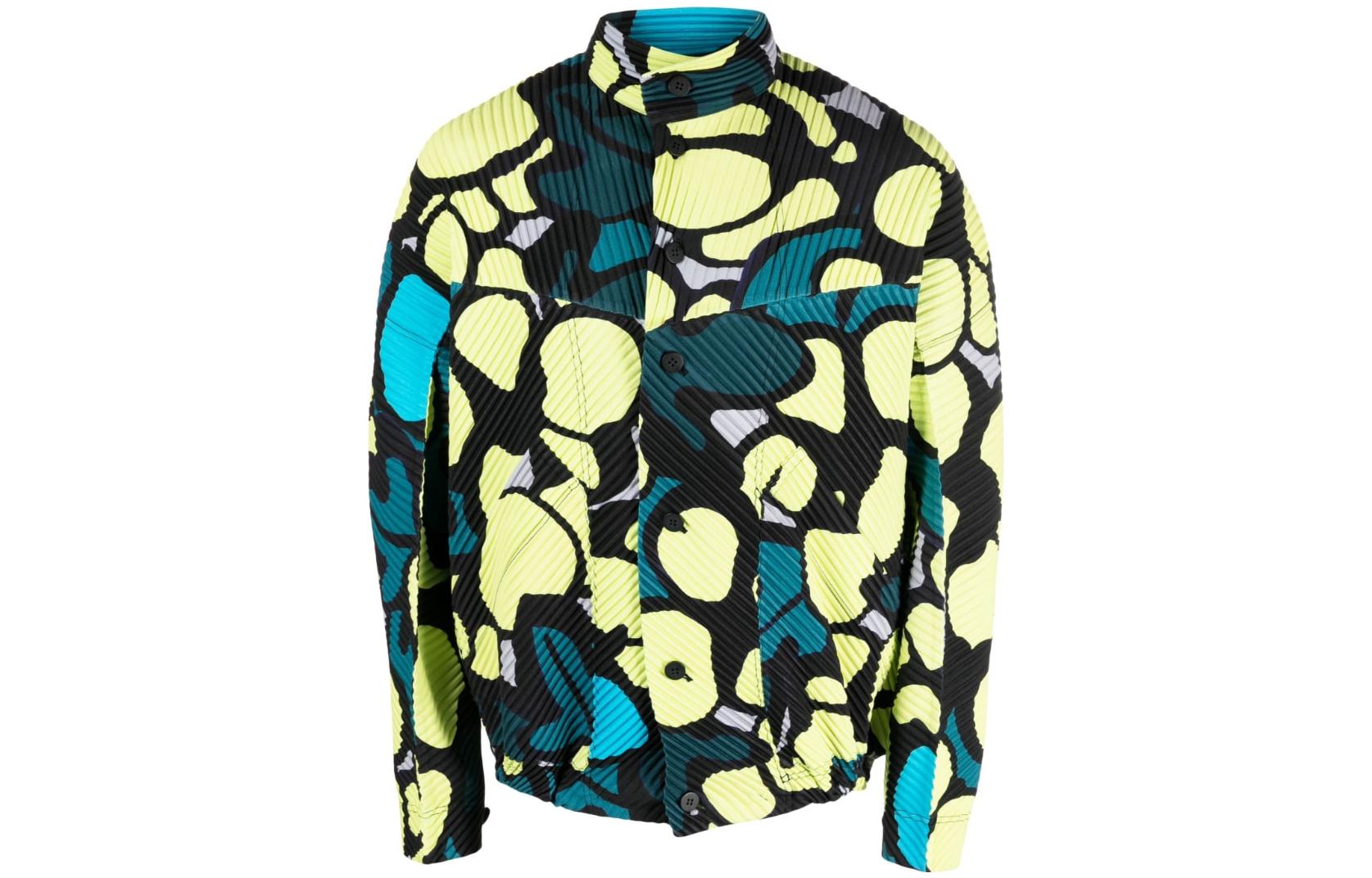 HOMME PLISSÉ ISSEY MIYAKE SS23 Abstract Print Collared Button Jacket Multicolor HP36JC160-52