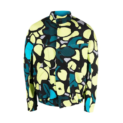 HOMME PLISSÉ ISSEY MIYAKE SS23 Abstract Print Collared Button Jacket Multicolor HP36JC160-52