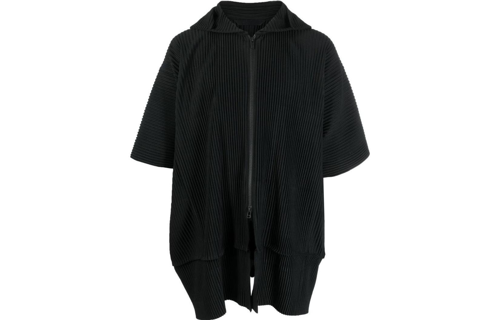 HOMME PLISSÉ ISSEY MIYAKE SS23 Black Pleated Zip-Up Hooded Jacket HP28JL105-15