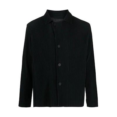 HOMME PLISSÉ ISSEY MIYAKE SS23 Black Solid Shirt Collar Jacket HP36JD151-15