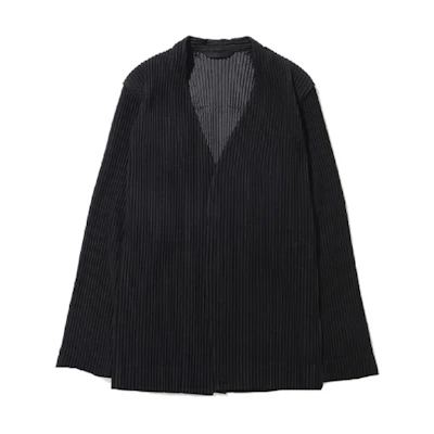 HOMME PLISSÉ ISSEY MIYAKE SS23 Black V-Neck Long Sleeve Jacket for Men HP36JD155-15