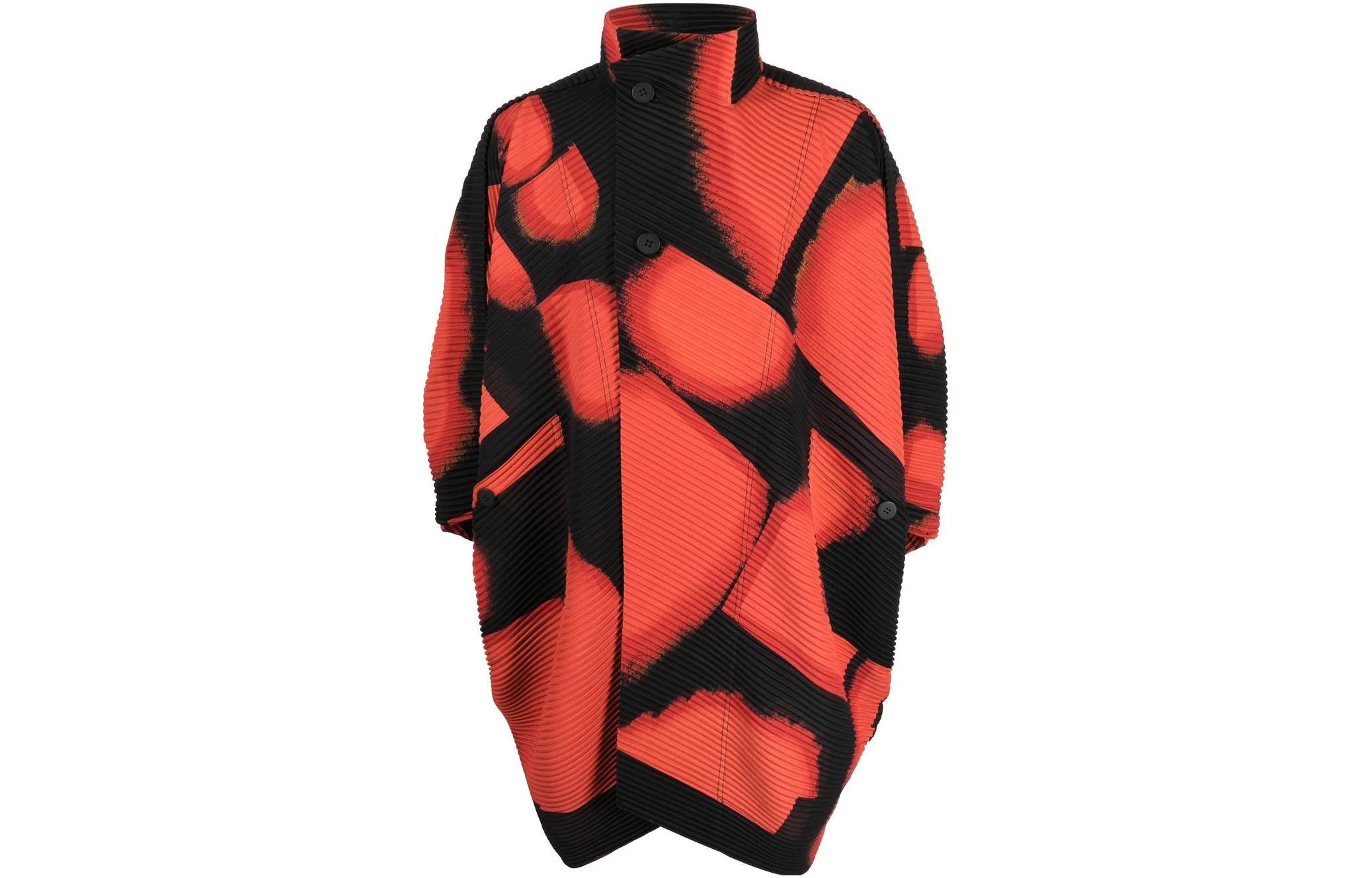 HOMME PLISSÉ ISSEY MIYAKE SS23 Button Print Loose Jacket Men’s Black Red HP28JA170-24