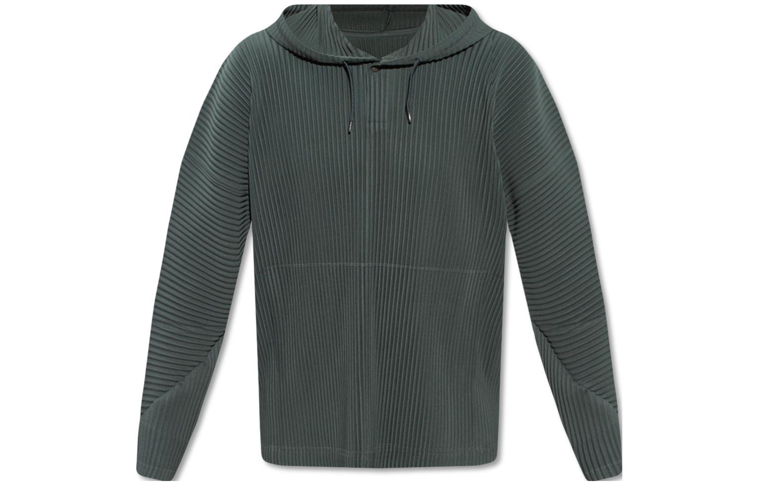 HOMME PLISSÉ ISSEY MIYAKE SS23 Green Pleated Drawstring Hoodie HP26JK107-63