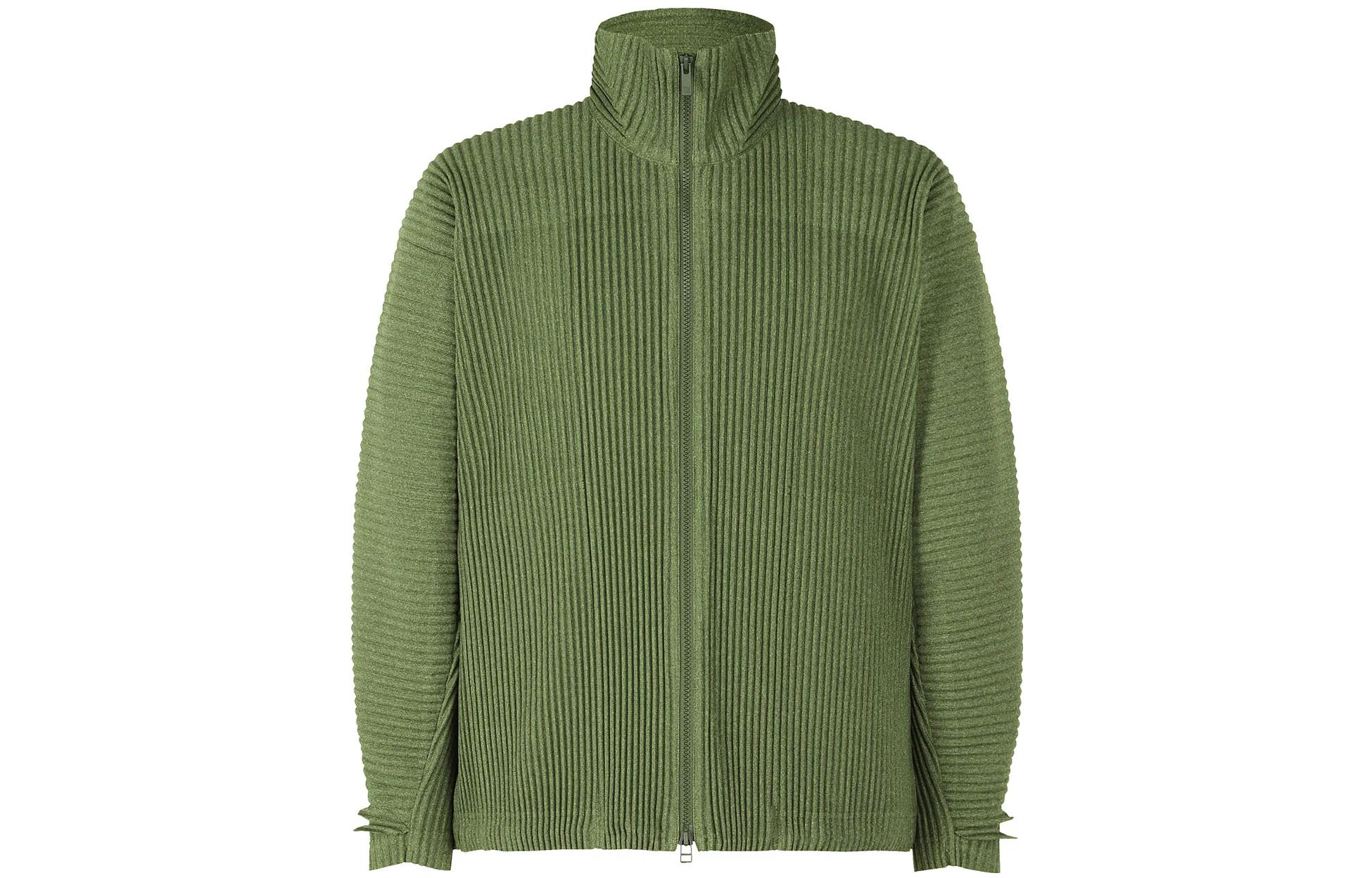 HOMME PLISSÉ ISSEY MIYAKE SS23 Green Pleated Zip Jacket HP36JC180-62