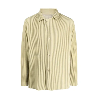 HOMME PLISSÉ ISSEY MIYAKE SS23 Green Solid Collared Shirt Jacket HP36JD151-60