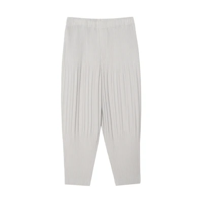 Homme Plissé Issey Miyake SS23 Grey Ribbed Tapered Casual Pants Men. HP55JF351-11