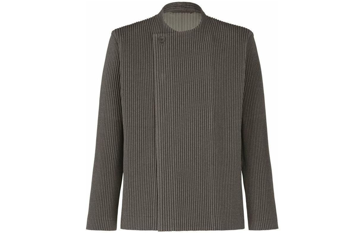 HOMME PLISSÉ ISSEY MIYAKE SS23 Grey Striped Casual Jacket for Men HP31FD301-14