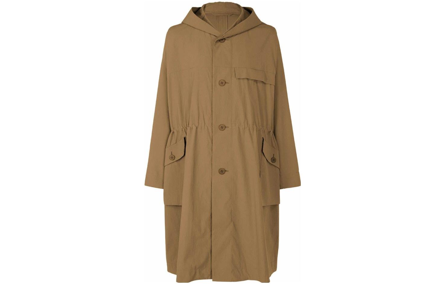 HOMME PLISSÉ ISSEY MIYAKE SS23 Khaki Hooded Belted Coat for Men HP31FA019-44