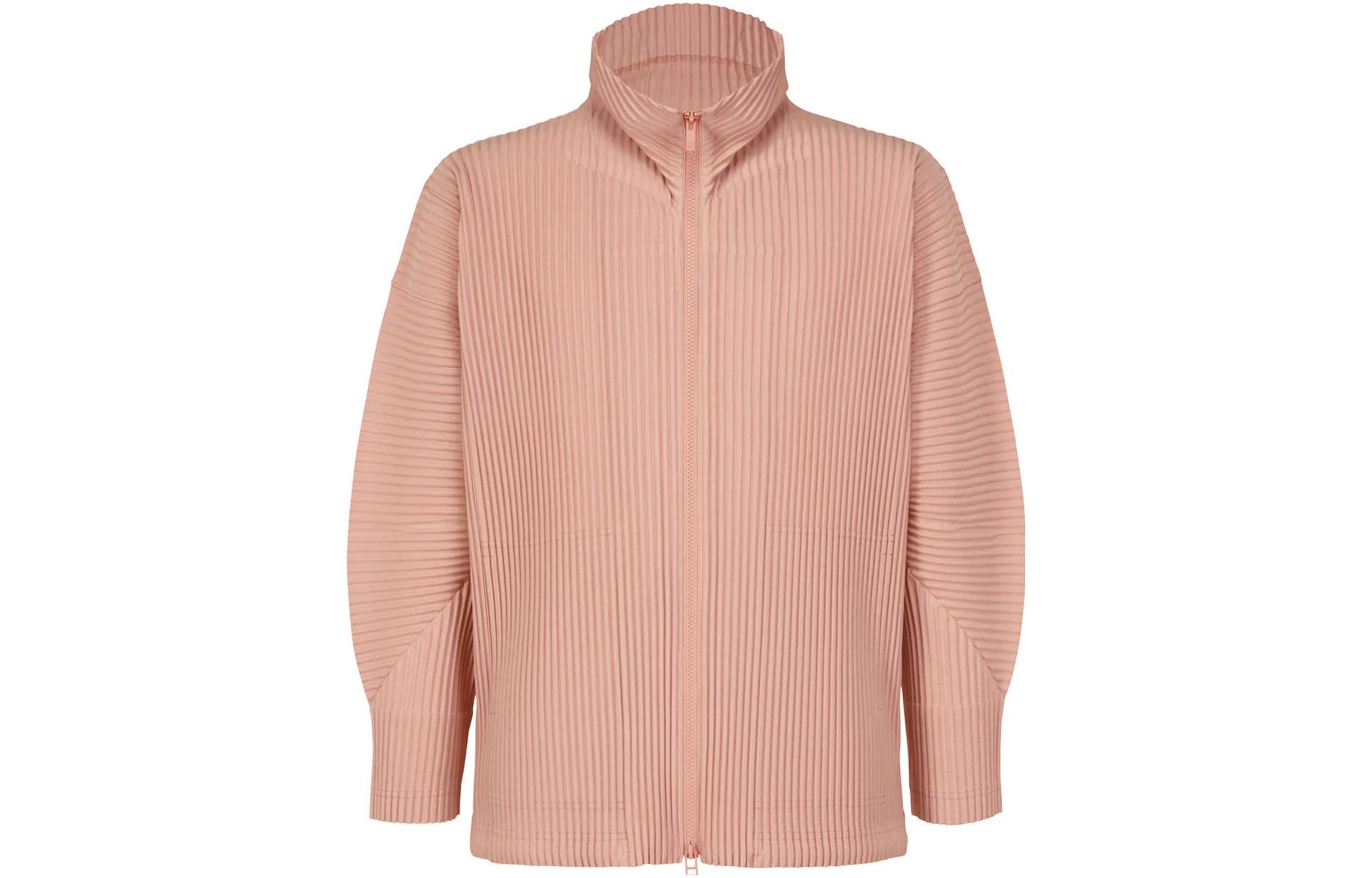 HOMME PLISSÉ ISSEY MIYAKE SS23 Pink Zip-Up Stand Collar Jacket for Men HP31JL114-25