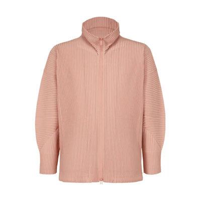 HOMME PLISSÉ ISSEY MIYAKE SS23 Pink Zip-Up Stand Collar Jacket for Men HP31JL114-25