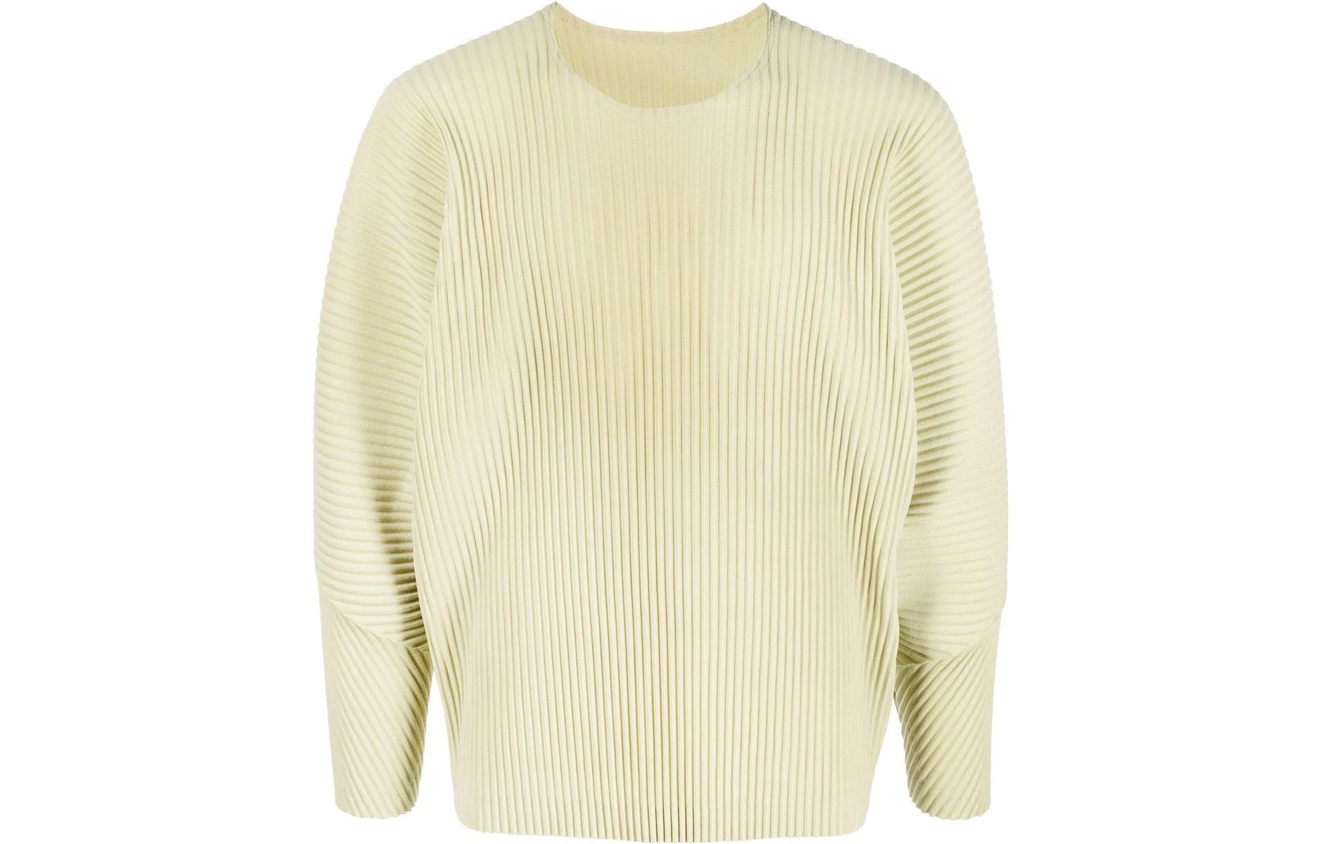 HOMME PLISSÉ ISSEY MIYAKE SS23 Pleated Pullover Long Sleeve Sweatshirt Mint Green HP36JK102-60