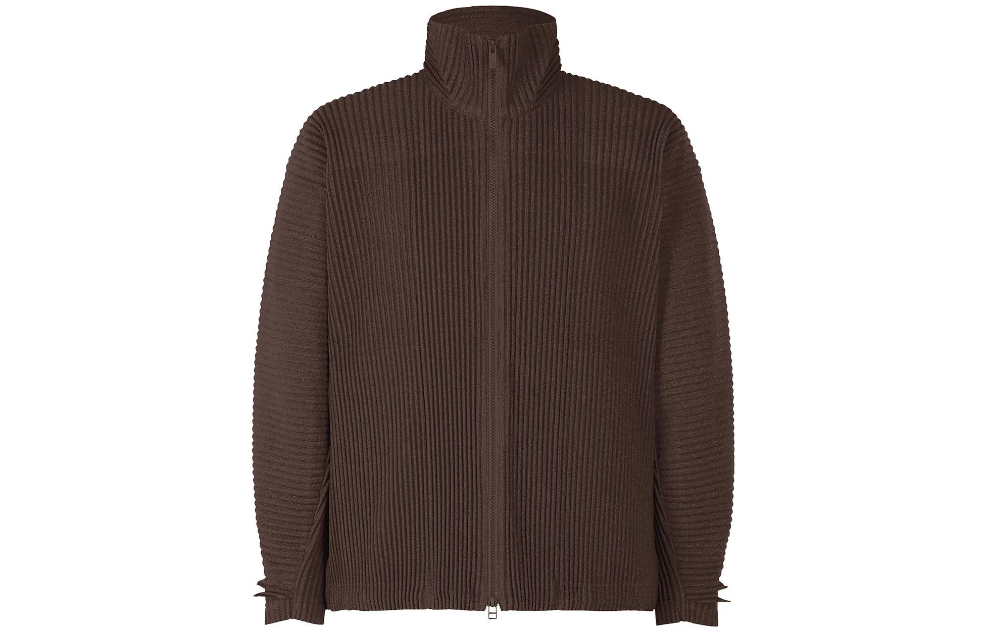 HOMME PLISSÉ ISSEY MIYAKE SS23 Pleated Solid Zip Jacket Brown Menswear HP36-JC180-44