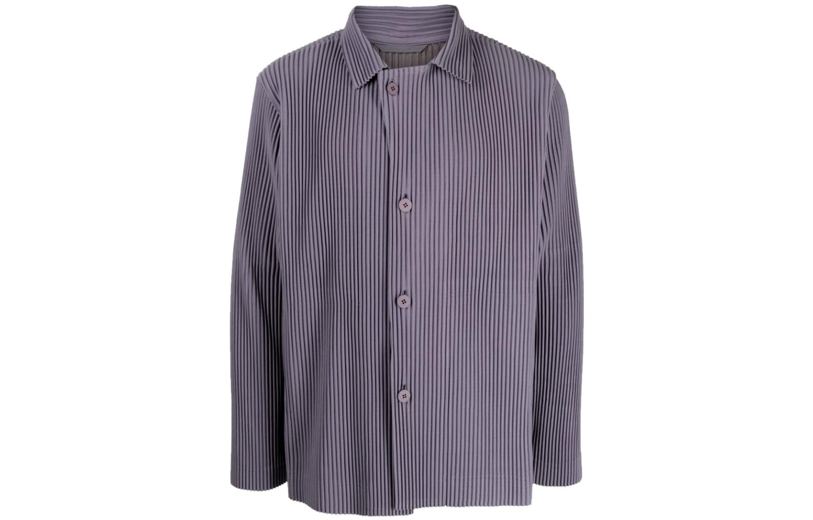 HOMME PLISSÉ ISSEY MIYAKE SS23 Purple Collared Shirt Jacket HP36JD151-82