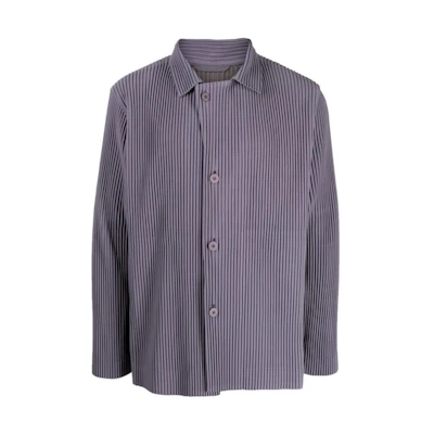 HOMME PLISSÉ ISSEY MIYAKE SS23 Purple Collared Shirt Jacket HP36JD151-82