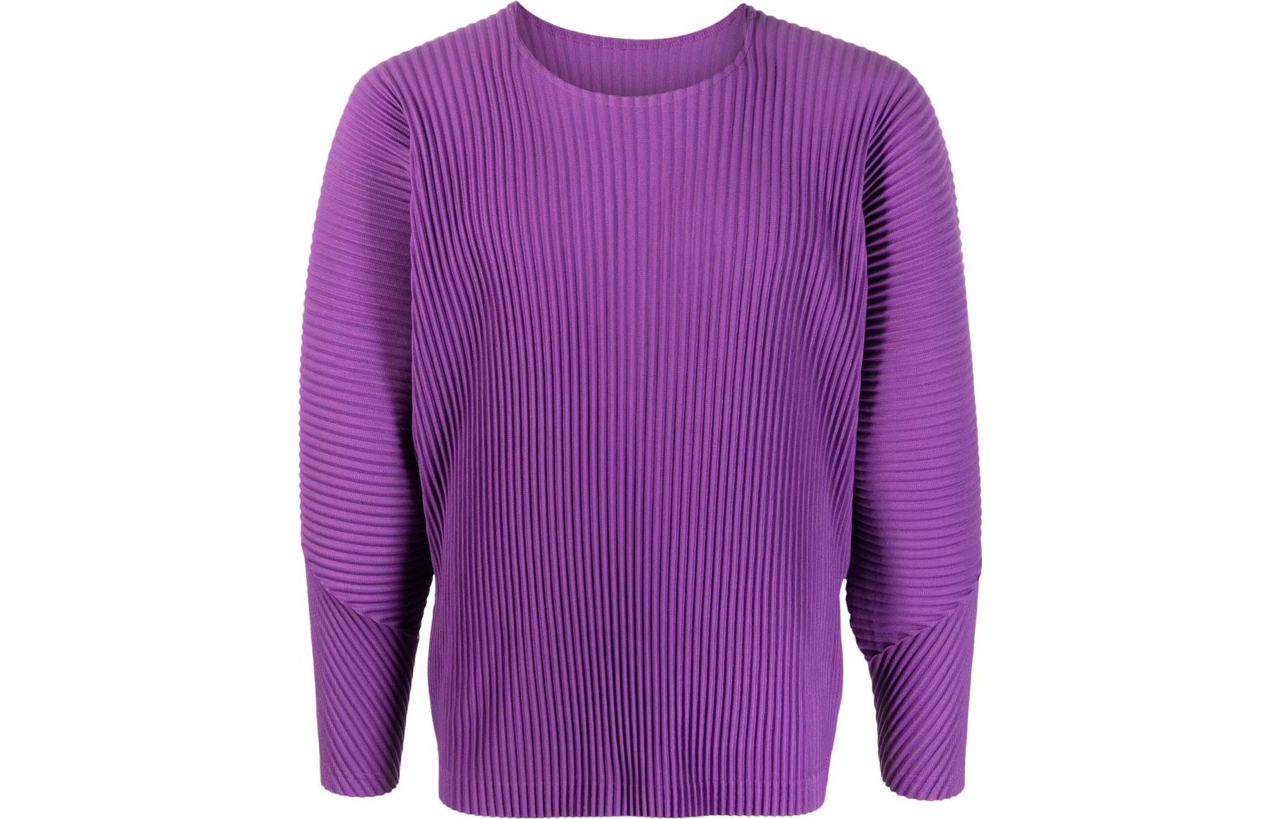 HOMME PLISSÉ ISSEY MIYAKE SS23 Purple Pleated Long-Sleeve Pullover - Men’s HP36JK102-83