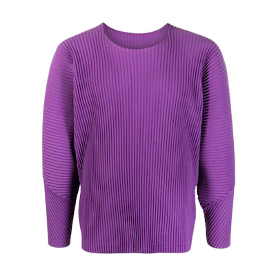 HOMME PLISSÉ ISSEY MIYAKE SS23 Purple Pleated Long-Sleeve Pullover - Men’s HP36JK102-83