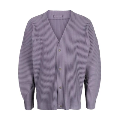 HOMME PLISSÉ ISSEY MIYAKE SS23 Purple Pleated V-Neck Jacket HP36JL105-82