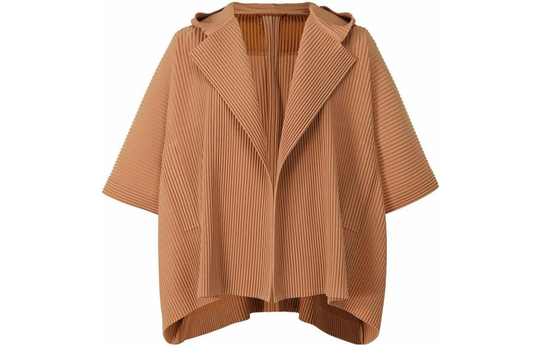 HOMME PLISSÉ ISSEY MIYAKE SS23 Solid Hooded Collar Jacket Khaki Coat HP23JL126-20