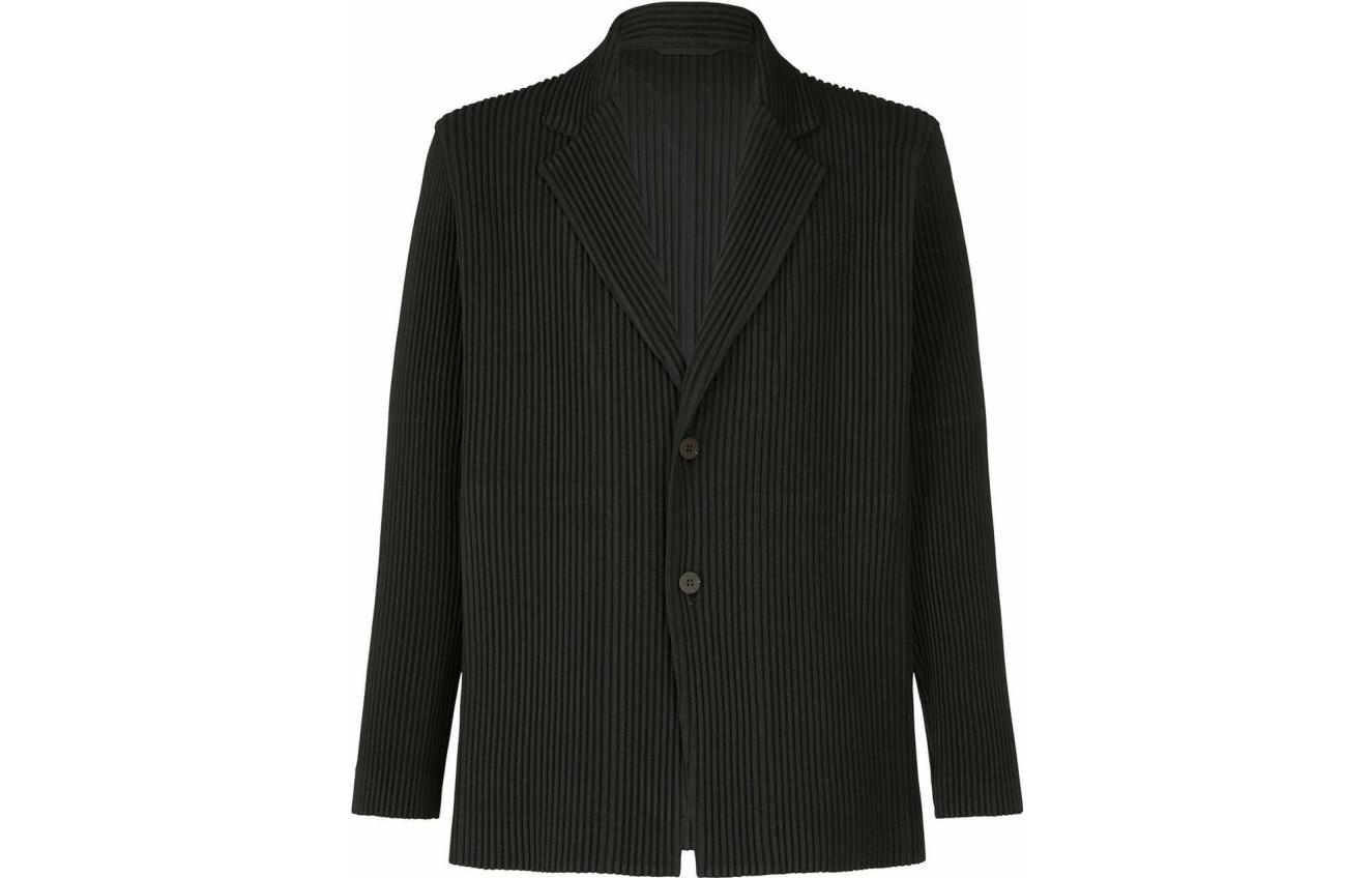 HOMME PLISSÉ ISSEY MIYAKE SS23 Solid Pinstripe Jacket Black HP31FD300-15