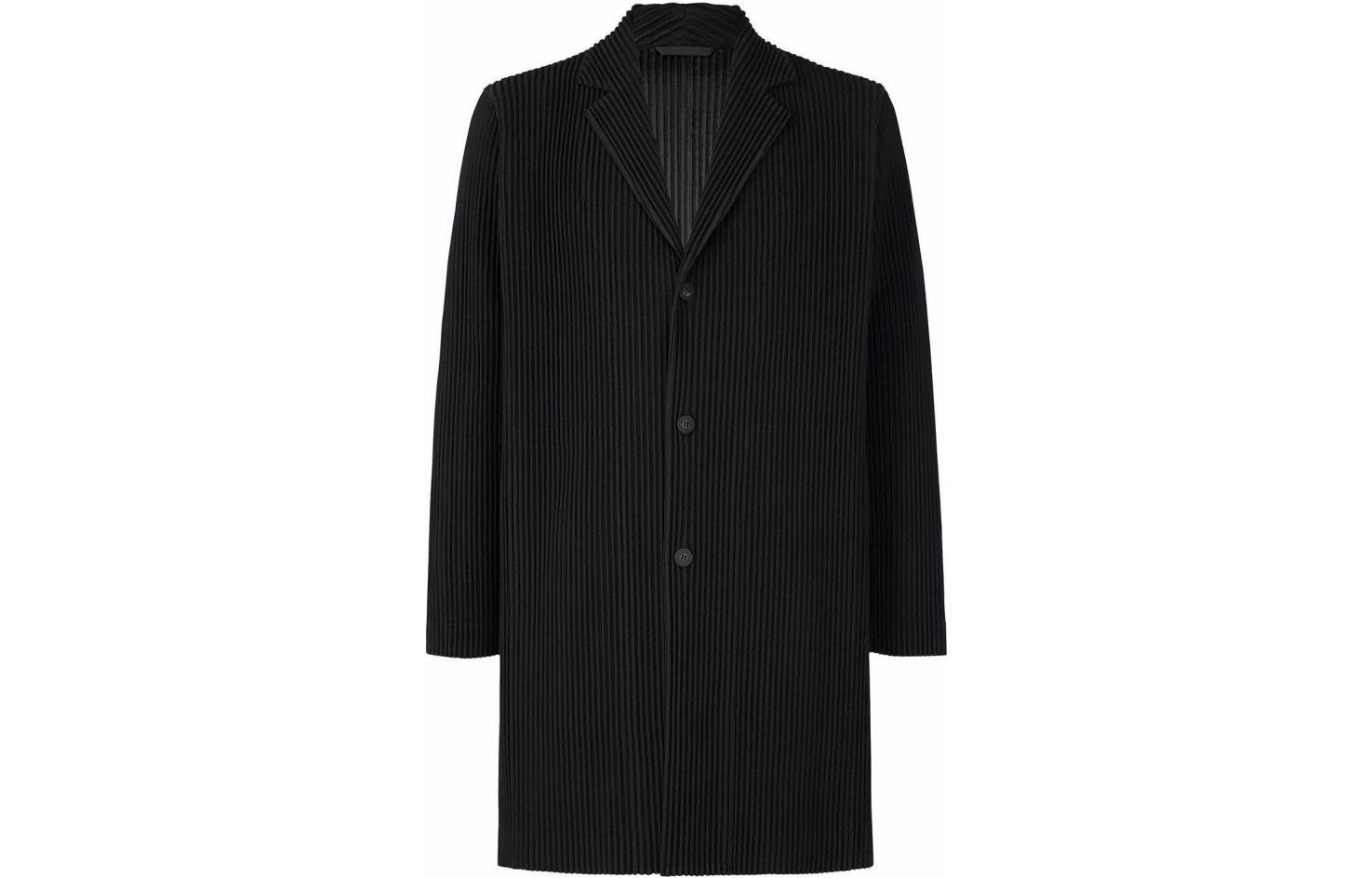 HOMME PLISSÉ ISSEY MIYAKE SS23 Solid Pleated Mid-Length Jacket Black Mens HP55JD302-15