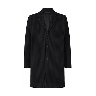 HOMME PLISSÉ ISSEY MIYAKE SS23 Solid Pleated Mid-Length Jacket Black Mens HP55JD302-15