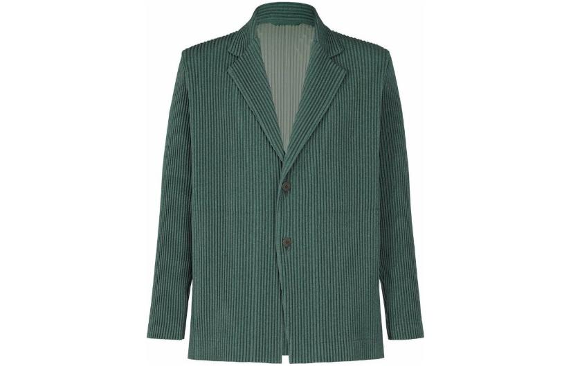 HOMME PLISSÉ ISSEY MIYAKE SS23 Solid Pleated Stripe Jacket Green HP31FD300-62