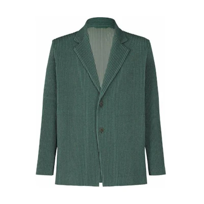 HOMME PLISSÉ ISSEY MIYAKE SS23 Solid Pleated Stripe Jacket Green HP31FD300-62