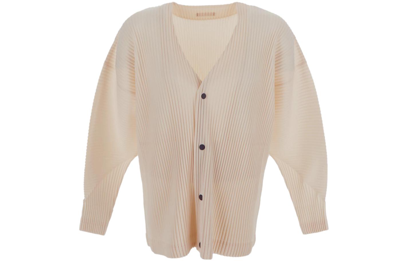 HOMME PLISSÉ ISSEY MIYAKE SS23 Solid Pleated V-Neck Jacket Beige HP36JL105-04