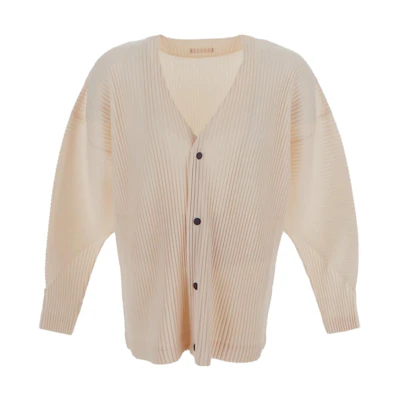 HOMME PLISSÉ ISSEY MIYAKE SS23 Solid Pleated V-Neck Jacket Beige HP36JL105-04