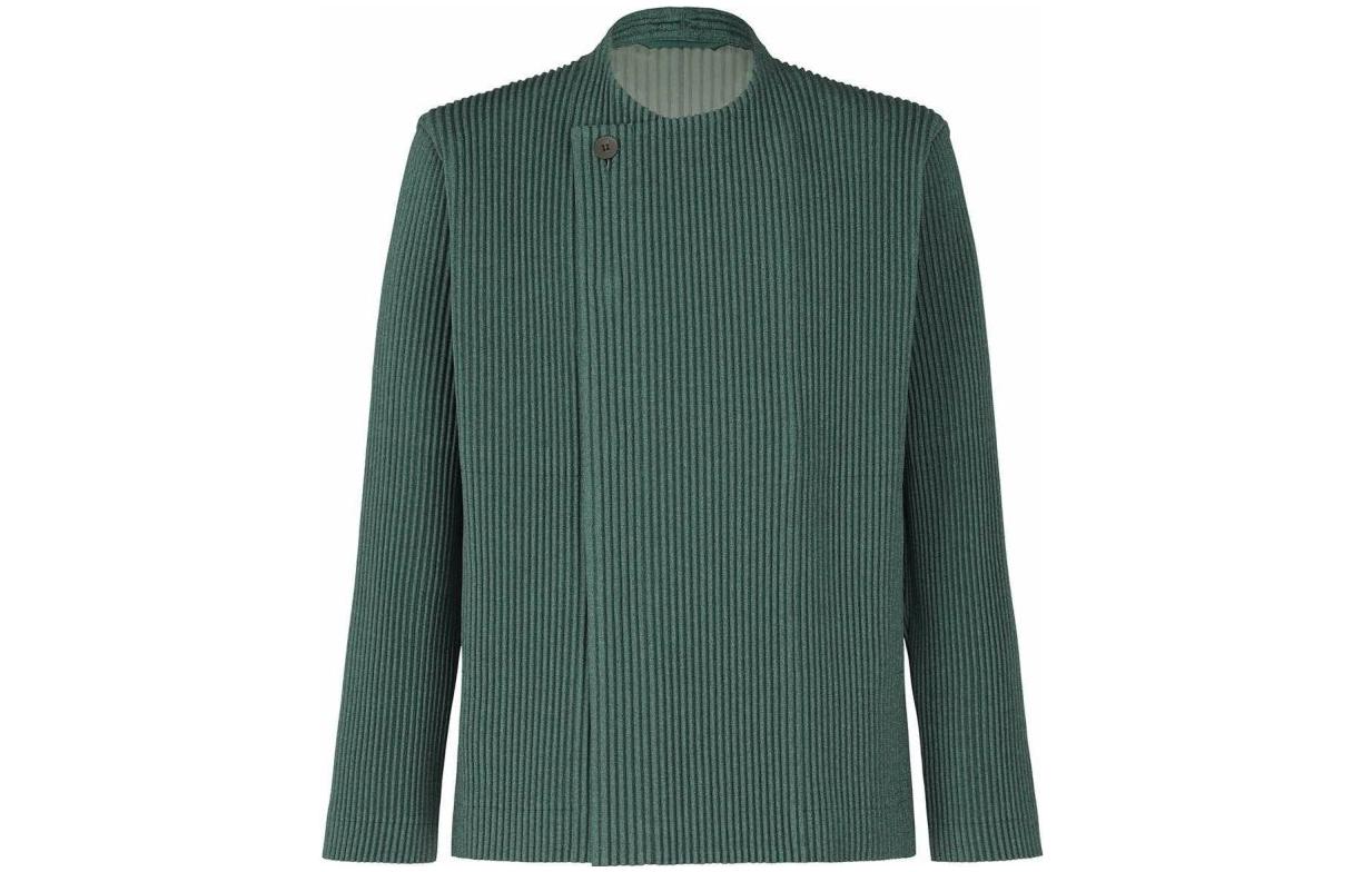 HOMME PLISSÉ ISSEY MIYAKE SS23 Solid Stripe Green Long Sleeve Jacket HP31FD301-62
