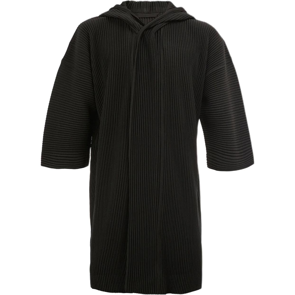 HOMME PLISSÉ ISSEY MIYAKE SS23 Solid Stripe Short Sleeve Hoodie Jacket Black Men HP68JA171-15