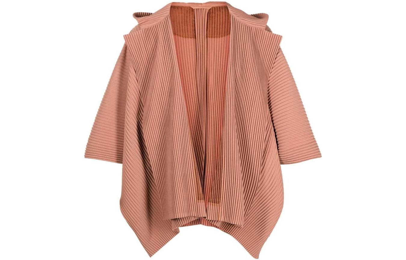 HOMME PLISSÉ ISSEY MIYAKE SS23 Solid V-Neck Pleated Jacket Red Brown Men’s HP28JL126-20