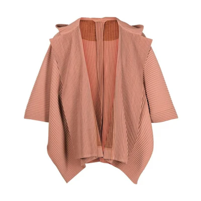 HOMME PLISSÉ ISSEY MIYAKE SS23 Solid V-Neck Pleated Jacket Red Brown Men’s HP28JL126-20