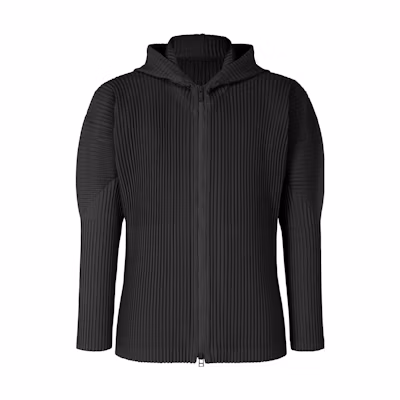 HOMME PLISSÉ ISSEY MIYAKE SS23 Solid Zip Hoodie Jacket Black HP31JL121-15