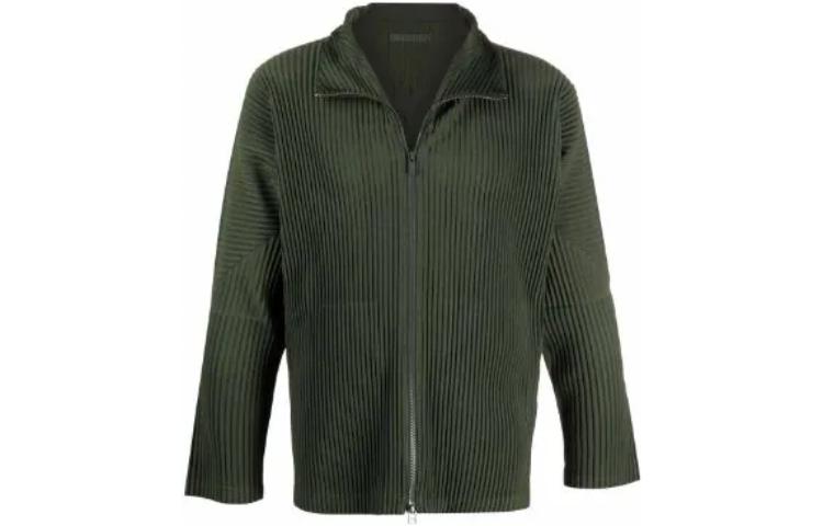 HOMME PLISSÉ ISSEY MIYAKE SS23 Turtleneck Pleated Zip Jacket Green HP18JL170-64