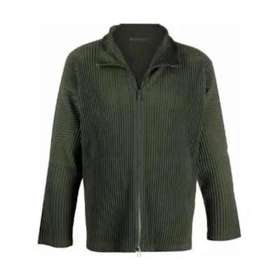 HOMME PLISSÉ ISSEY MIYAKE SS23 Turtleneck Pleated Zip Jacket Green HP18JL170-64