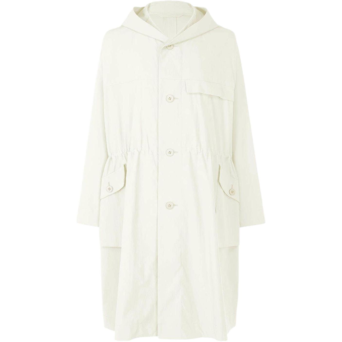 HOMME PLISSÉ ISSEY MIYAKE SS23 White Hooded Jacket with Single-Breasted Design HP31FA019-01