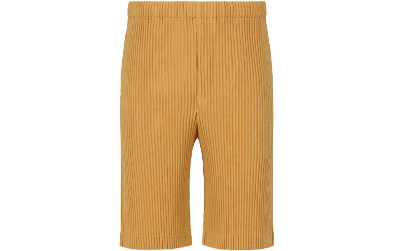 Order Homme Plissé Issey Miyake SS23 黃色百褶高腰短褲 休閒風格。 HP31JF129-53