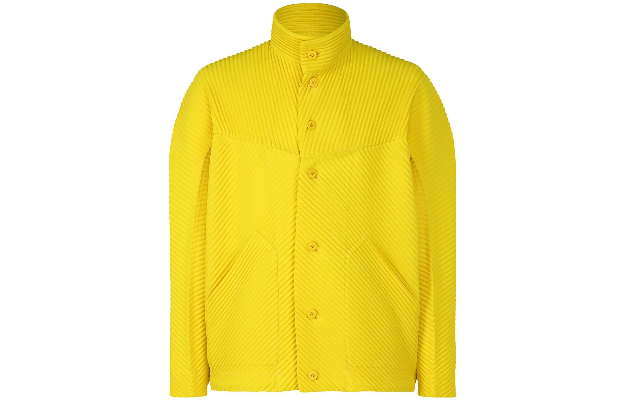 HOMME PLISSÉ ISSEY MIYAKE SS23 Yellow Pleated Stand Collar Jacket HP31JC110-51