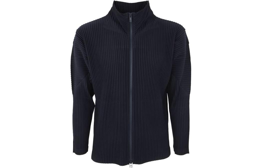 HOMME PLISSÉ ISSEY MIYAKE SS23 Zip-Up Collar Jacket Navy Blue Outerwear HP37JL340-75