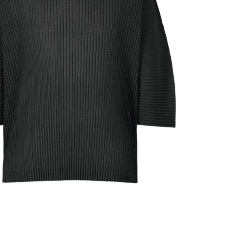 Shop Homme Plissé Issey Miyake SS24 黑色七分袖圓領上衣 HP46JK191-15